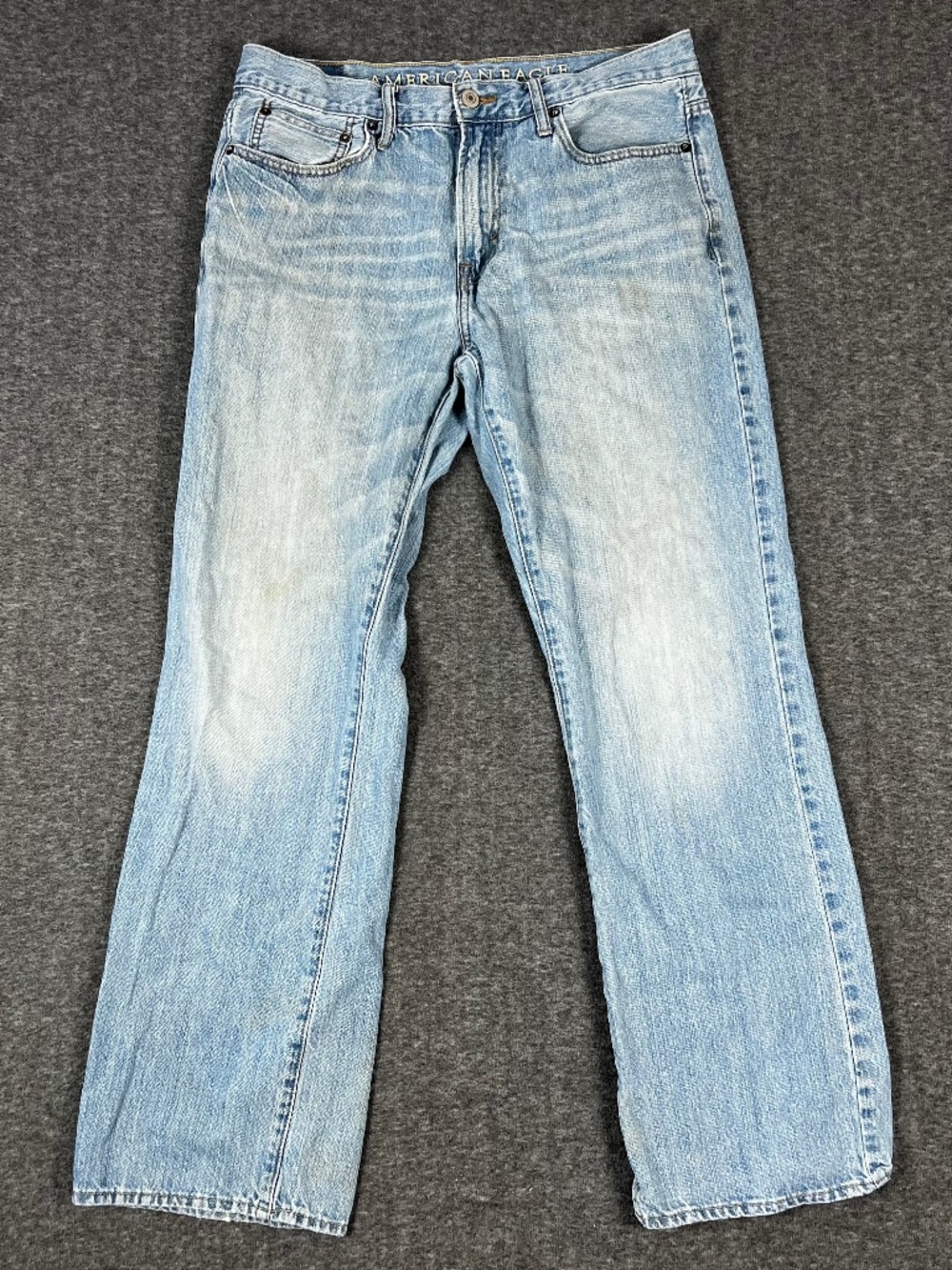 American Eagle Original Bootcut Jeans Men's 33/32 Faded Light Blue Wash Y2K